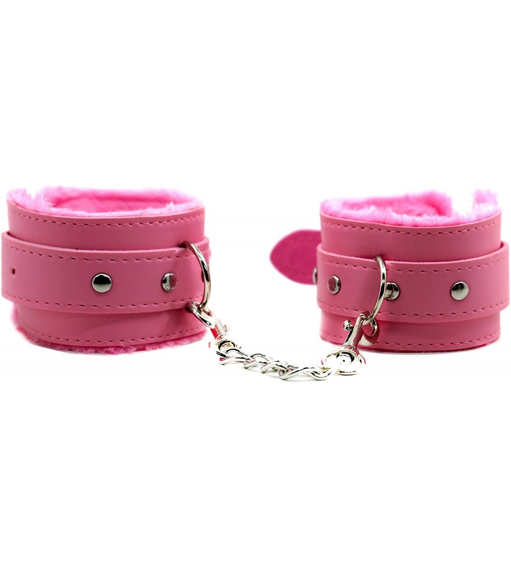 Restraints Adjustable Cuffs Fur Leather Handcuffs Good for Sex Play - Pink - C118GGDS2YI $21.83
