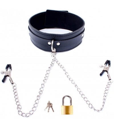 Nipple Toys Adjustable Nipple Clamps - Fantasy SM Sex Toys with Soft Rubber Liners Metal Chain Bondage Collar Padlock - CO18U...