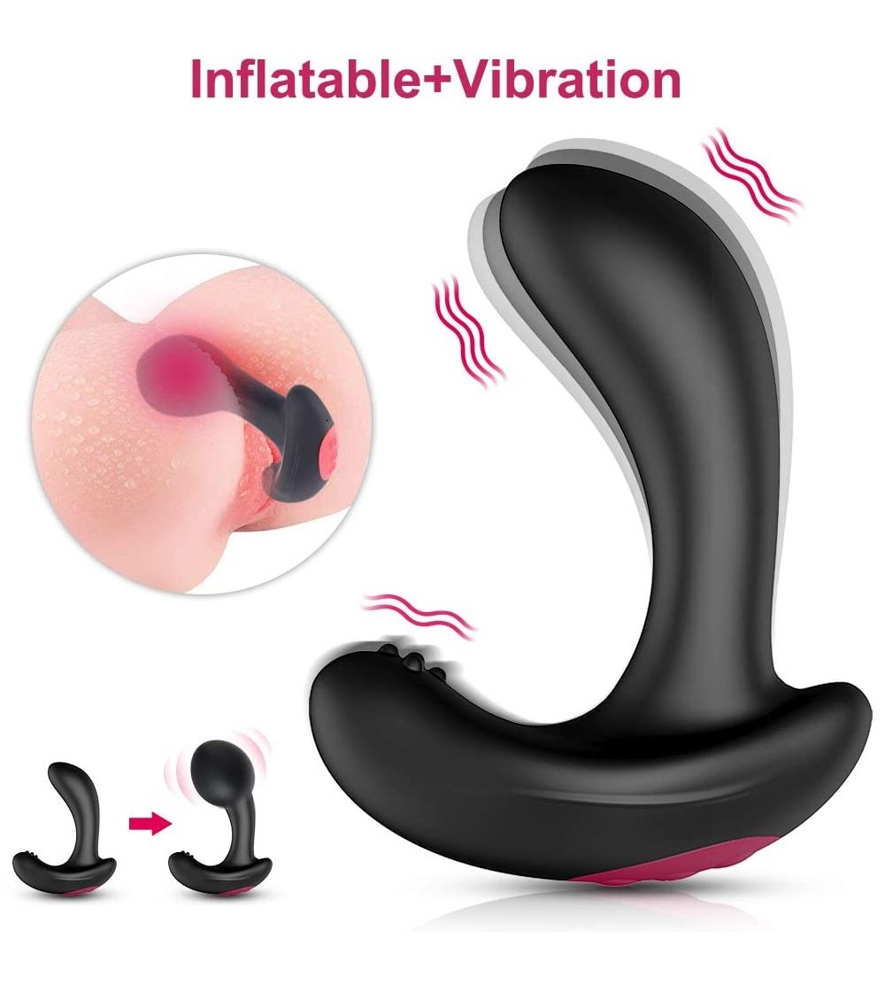 Vibrators Anal Vibrator Sex Toy Inflatable Butt Plug Unisex Rechargeable Silicone Vibrating Prostate Massager with 10 Vibrati...