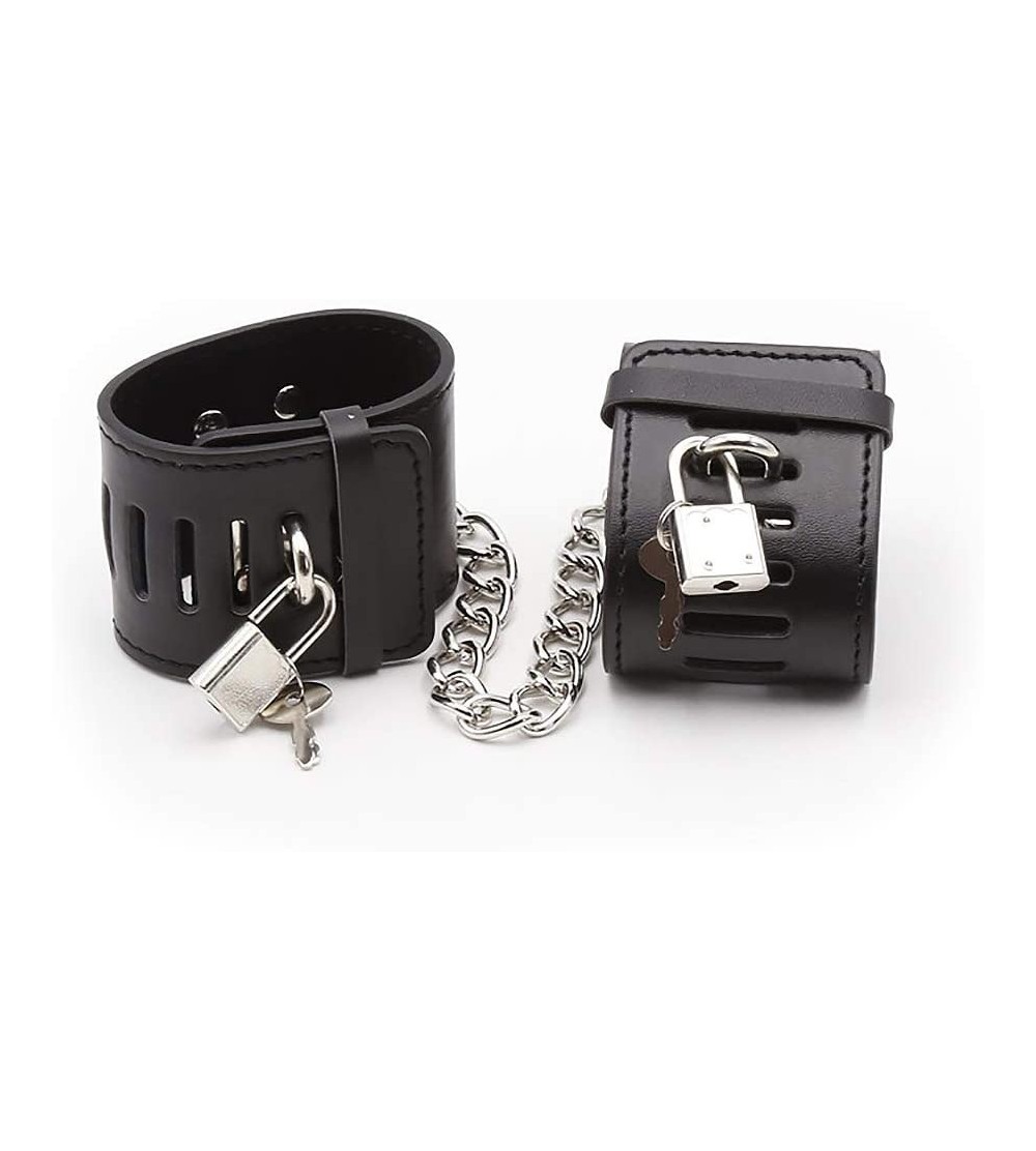 Restraints PU Handcuff Leather Adjustable with Lock Handcuff and Ankle - CP192KNKMT4 $53.27