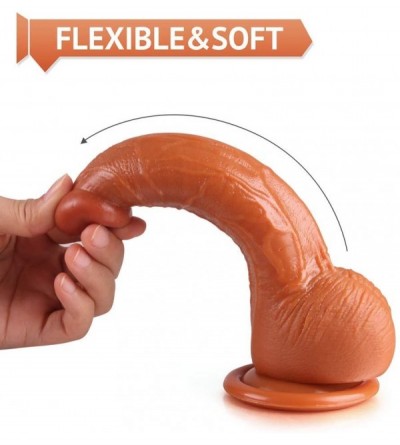 Dildos Rushskin Realistic G Spot Dildo with Curved Tip and Strong Suction Cup for Vaginal Anal Prostate Stimulation- Free Pht...