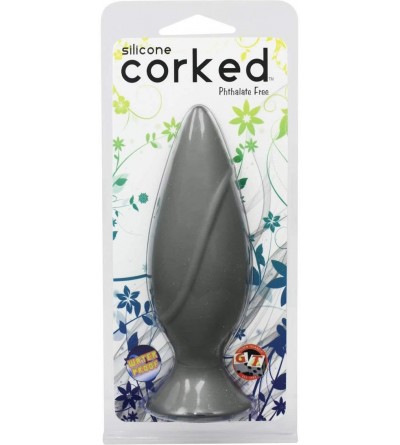Anal Sex Toys Corked Medium Butt Plug - Charcoal - Black - C811CHN1BT9 $28.47
