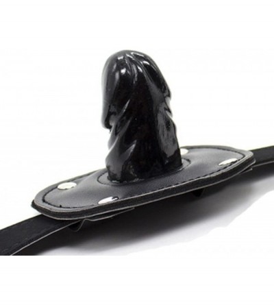 Gags & Muzzles Fantasy Gags Muzzles Fetish Black Silicon Dildo Mouth Gag with Adjustable Leather Straps for Couples - Black -...