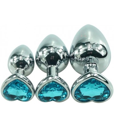 Anal Sex Toys 3 PCS Stainless Steel Jewelled Set for Men- Women (Turquoise) - CJ18ZDMN2C7 $36.25