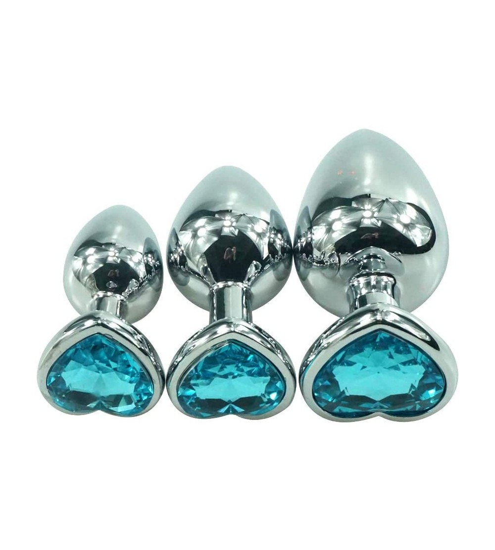 Anal Sex Toys 3 PCS Stainless Steel Jewelled Set for Men- Women (Turquoise) - CJ18ZDMN2C7 $36.25