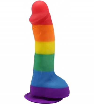 Dildos The 8" Silicone Rainbow Dildo With Balls & A Suction Cup - CH129VPU37B $59.73