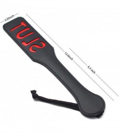 Paddles, Whips & Ticklers Black Faux Leather Paddles with Layers and Imprinted English- ST - C5192HY6ZGX $22.82