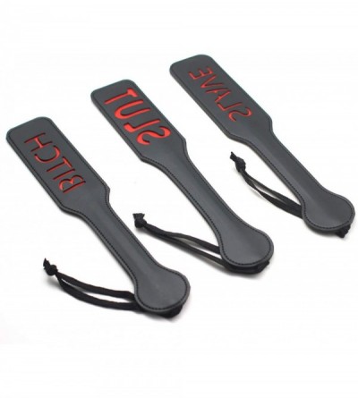 Paddles, Whips & Ticklers Black Faux Leather Paddles with Layers and Imprinted English- ST - C5192HY6ZGX $22.82