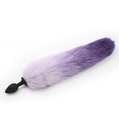 Anal Sex Toys Bunny B-ūtt Artificial Hair Tail Purple Pink Metal Fox Tail Men Women Tail Plug - White purple gradual silica g...