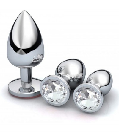 Anal Sex Toys 3Pcs Anal Plug Stainless Steel Booty Beads Jewelled Anal Butt Plug Sex Toys Products for Men Couples White - Wh...