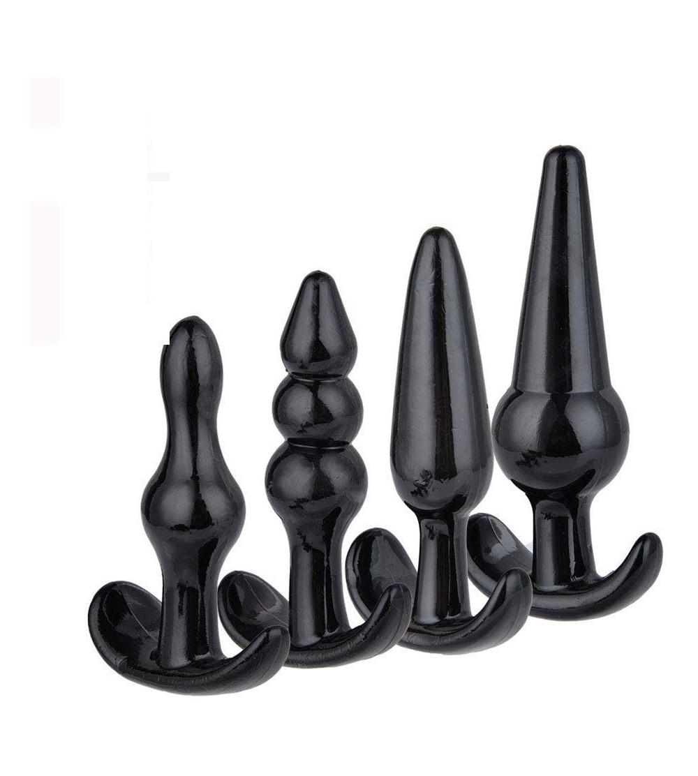 Anal Sex Toys 3Pcs/Set Silicone Massager ánáles Trainer Kit Butt Pugs for Beginner Set Small Size (Black) - Black - CB19C2ISI...