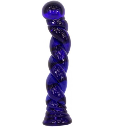 Anal Sex Toys Glass Pleasure Wand Anal Sex Toys Massager- 6.7 Inches Spiral Shape Dildo- Blue - CR186QT4E2S $28.69
