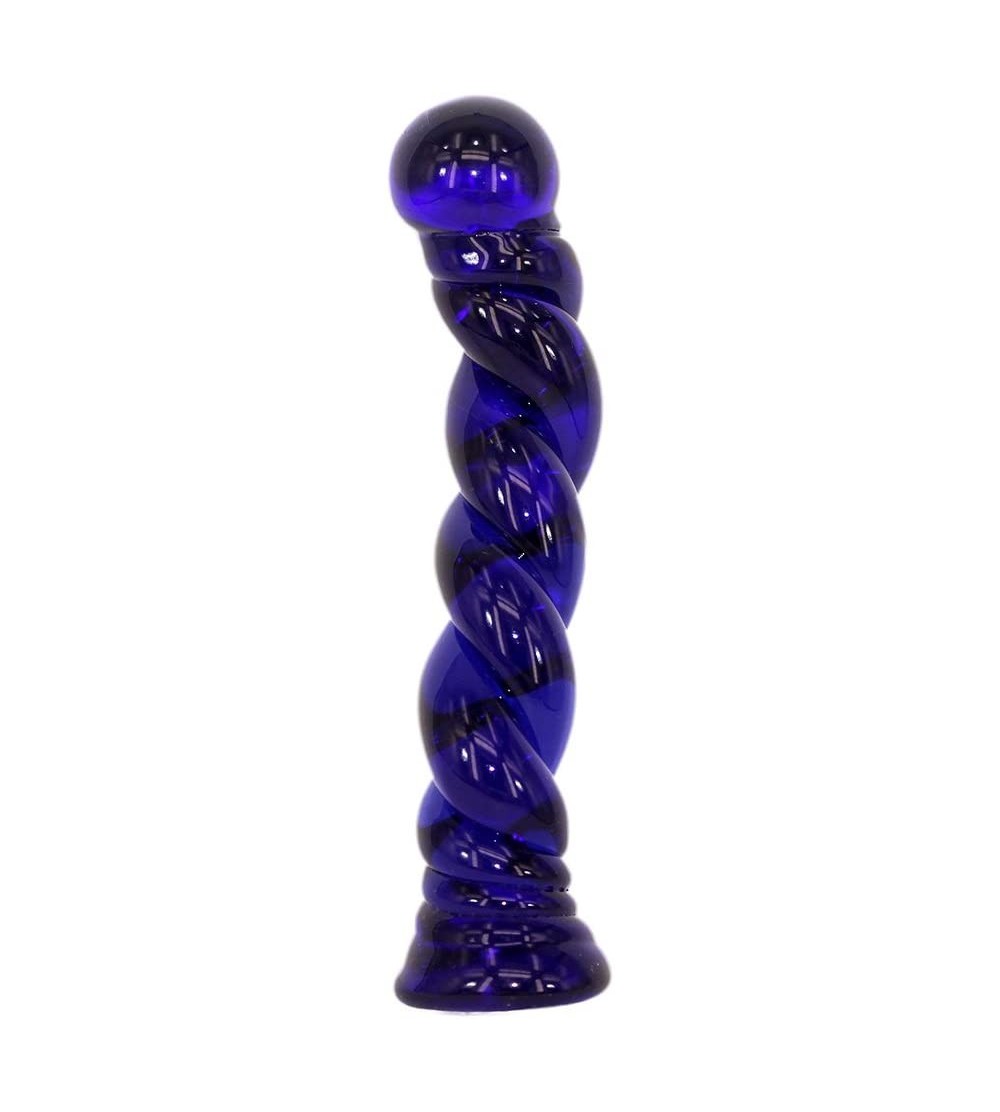 Anal Sex Toys Glass Pleasure Wand Anal Sex Toys Massager- 6.7 Inches Spiral Shape Dildo- Blue - CR186QT4E2S $28.69
