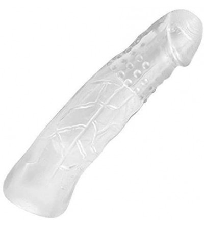 Pumps & Enlargers Silicone Pênís Sleeve for Men Large Reusable Cóndom Clear - C919IDXWXN4 $13.01