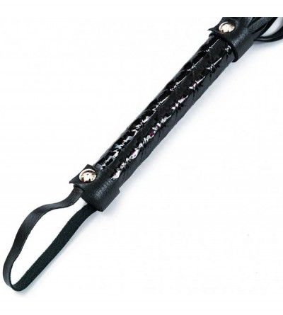 Paddles, Whips & Ticklers Faux Leather Short Riding Whip with Diamond Pattern Handle - CR18QWQZEHQ $6.77