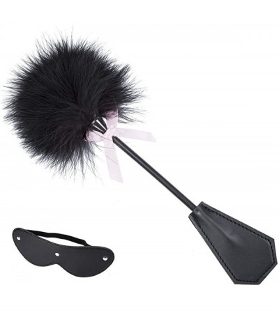 Paddles, Whips & Ticklers Toys Leather Blindfold Set feather teaser Tickler Feather For women men - C9199Y4DNL2 $13.18