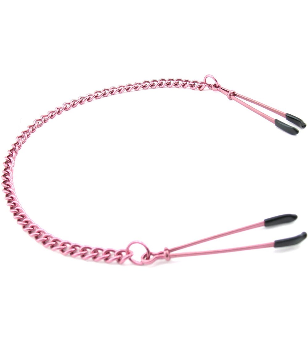 Restraints Nipple Clamps- Tweezer With Chain- Pink - C2112E5ACSF $7.84