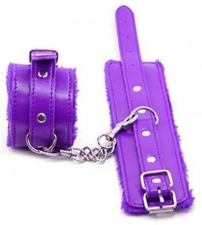 Restraints PU Leather Handcuffs Adjustable Soft Wrist Cuffs (purple) - Purple - C618GM6NSAG $8.45