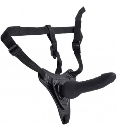 Dildos Strap On Harness Dildo 5.5" cob Adjustable Waist for Couples - Black - C012NA998VC $15.64