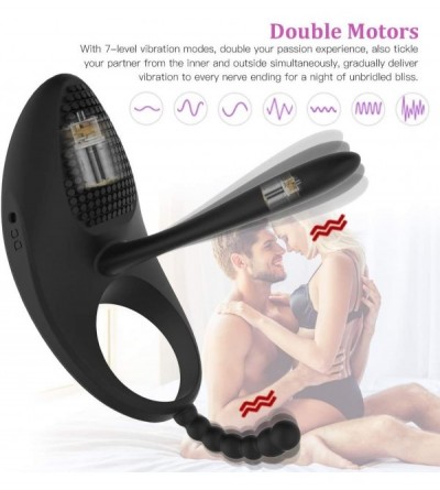 Vibrators Vibrating Cock Ring with Tongue Clitoral Stimulator Raised Nodules Anal Beads for Couple Play- Penis Ring Wearable ...