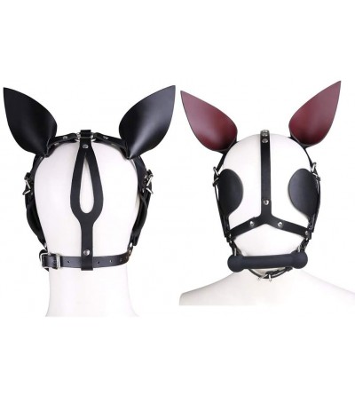 Blindfolds SM Blindfold Fetish Leather Eye Mask SM Bondage Adjustable Flirting Restraints Mask Hood Toys for Couples Lovers -...