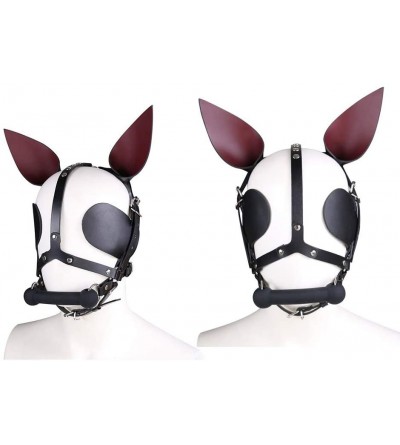 Blindfolds SM Blindfold Fetish Leather Eye Mask SM Bondage Adjustable Flirting Restraints Mask Hood Toys for Couples Lovers -...