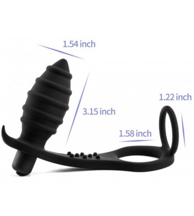 Penis Rings Anal Plug Vibrator 10Speed Vibrating Silicone Anal Plug Prostate Massager Waterproof Sex Toys for Man with 2 Erec...
