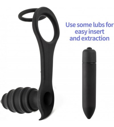 Penis Rings Anal Plug Vibrator 10Speed Vibrating Silicone Anal Plug Prostate Massager Waterproof Sex Toys for Man with 2 Erec...