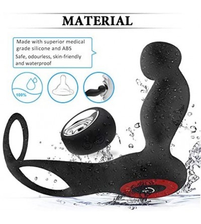 Penis Rings Remote Control Vibrating Male Prostate Massager Waterproof Anal Vibrator with Cock Ring and Ball Loop 12 Vibratio...