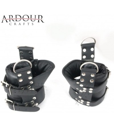 Restraints 100% Real Leather Ankle Suspension Bondage Cuffs Strong Leather Padded Boot Cuffs - CU12EXB2WEZ $55.71