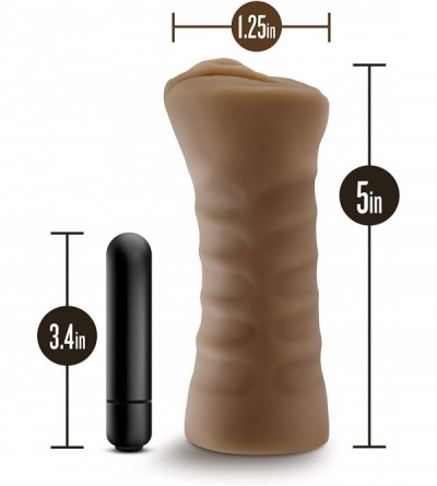 Vibrators M for Men Julieta Ultra Soft Realistic Ribbed Vibrating Stroker Sleeve Male Masturbator Sex Toy for Men - Mocha - J...