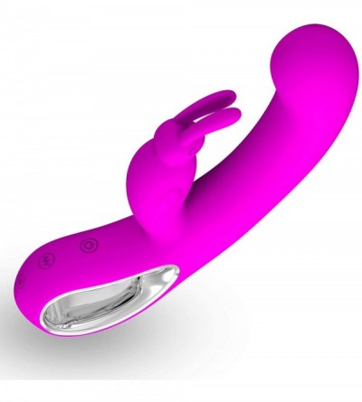 Vibrators Rabbit Vibrator Curved G-Spot Tip and Hollow Handle Smooth Silicone Purple - Purple - C2189XYRR80 $52.76