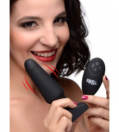 Anal Sex Toys Worlds First Remote Control Inflatable 10X Vibrating Silicone Anal Plug - C0195EWQ5TE $84.61
