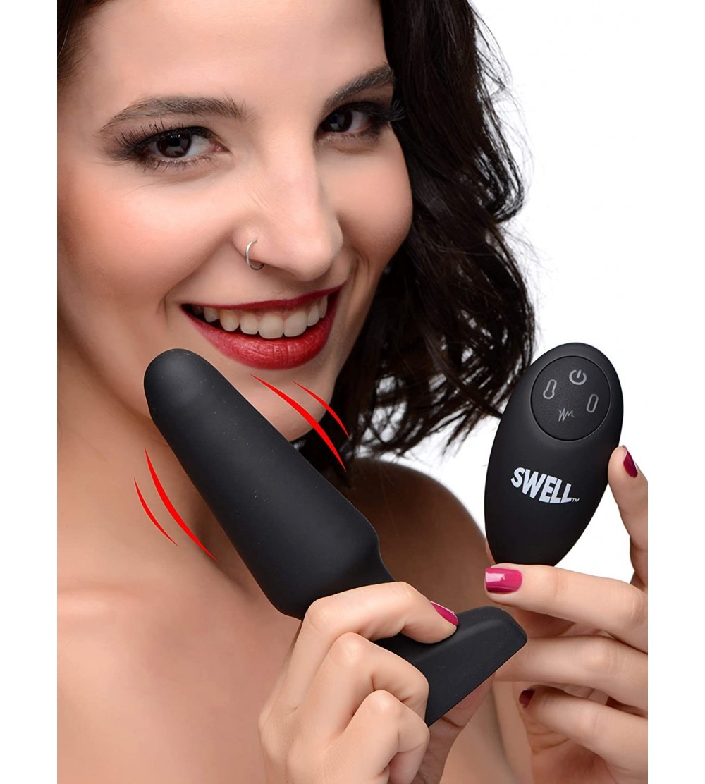Anal Sex Toys Worlds First Remote Control Inflatable 10X Vibrating Silicone Anal Plug - C0195EWQ5TE $28.98