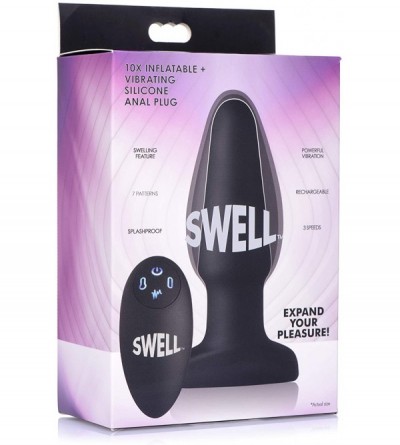 Anal Sex Toys Worlds First Remote Control Inflatable 10X Vibrating Silicone Anal Plug - C0195EWQ5TE $28.98