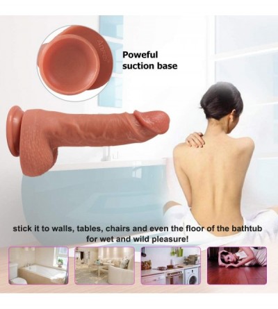 Dildos Realistic Dildo Dual Density Liquid Silicone Adult Sex Toys Female Masturbator G-Spot Penis Dong with Suction Cup 9 In...