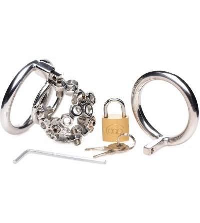 Chastity Devices Bolted Stainless Steel Chastity Cage with Spikes- 1 Count - CH18REC96YO $24.81