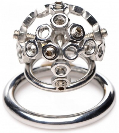 Chastity Devices Bolted Stainless Steel Chastity Cage with Spikes- 1 Count - CH18REC96YO $24.81