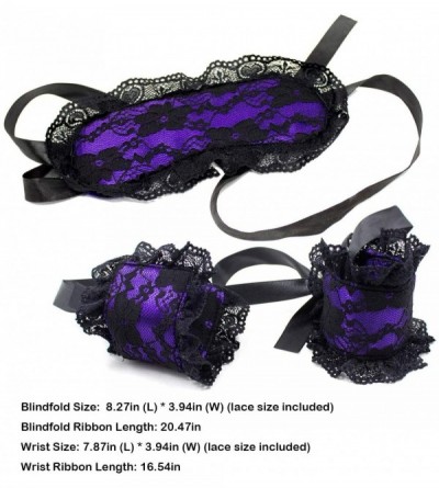 Blindfolds Lace Blindfold Fetish Eye Mask SM Bondage Restraints Wrist Handcuffs for Flirting Couples (Purple+Black) - Purple+...
