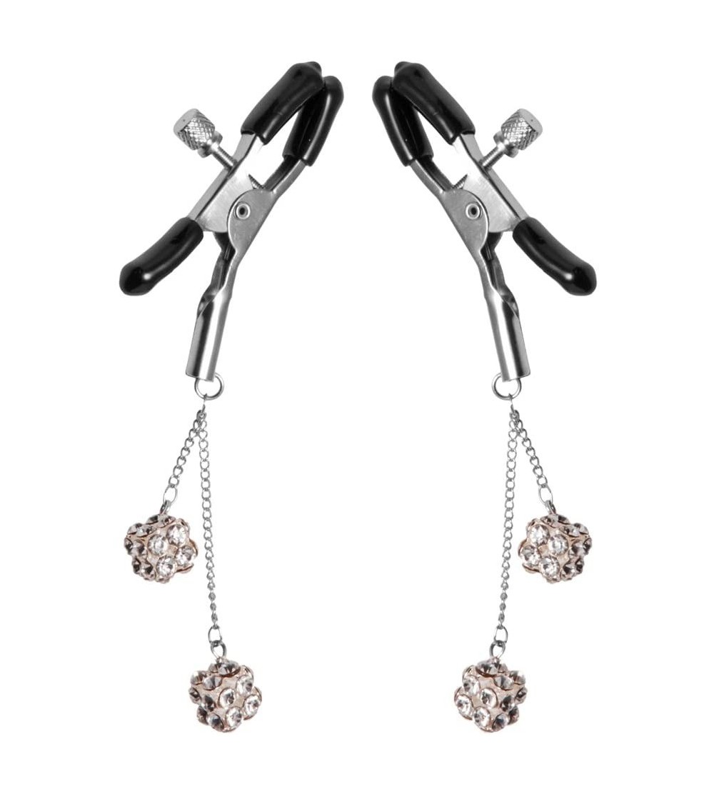 Chastity Devices Ornament Adjustable Nipple Clamps with Jewel Accents - CF127BR4RZP $7.63