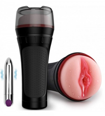 Male Masturbators Male Masturbator Cup with Vibrator Detachable Pocket Pussy Sex Toys for Male- Realistic Textured Vagina Str...