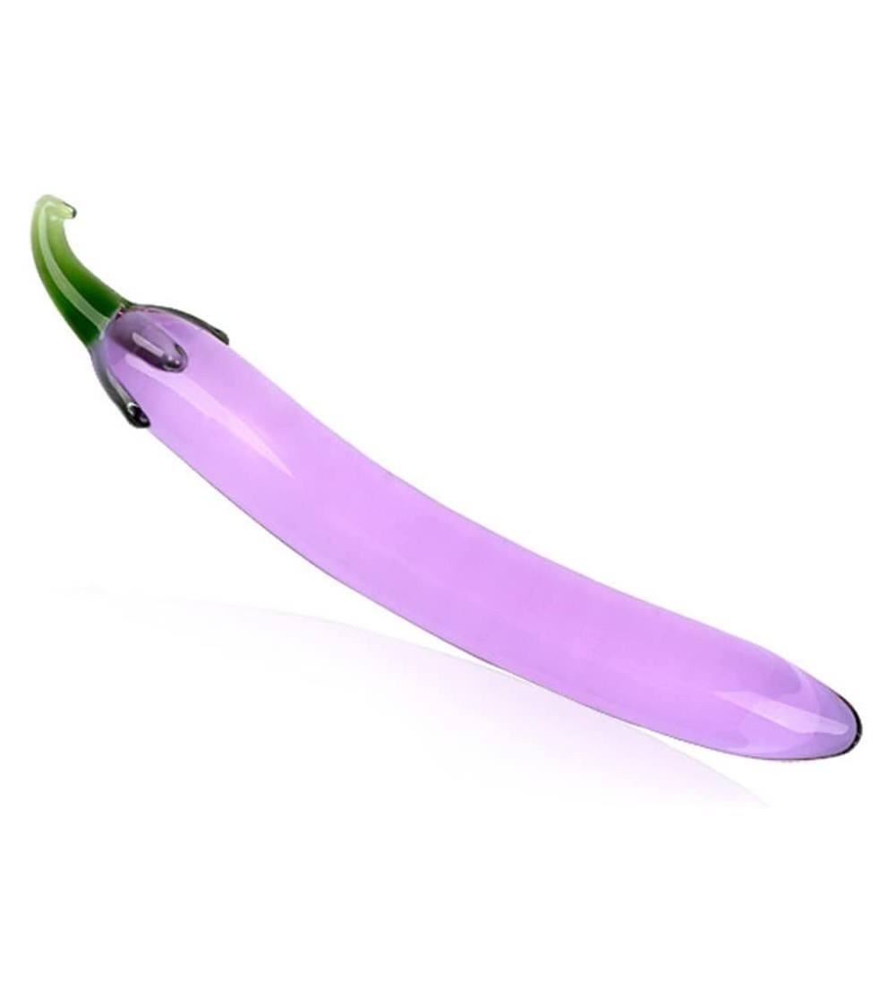 Anal Sex Toys 5Types Vegetable and Fruit Shape Crystal Dildo Glass Butt Plug Cute Novelty Adult Sex Toys (Purple-Eggplant) - ...