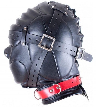 Blindfolds Leather Mask Hood Restraint All Colsed Headgear Harness Blindfold Eye Mask Adult Bondage Mask Fetish Role Play BDS...