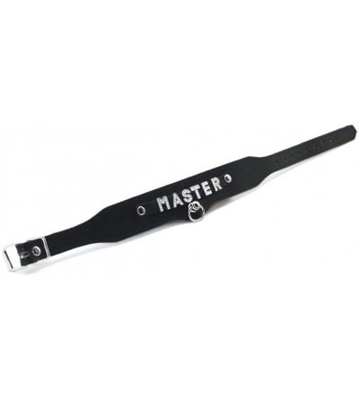 Restraints Genuine Wide Leather Collar with Diamond Decorating Word (Master) - Master - CR12HD1R43V $18.87