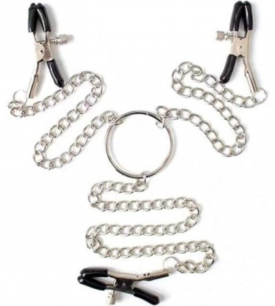 Nipple Toys Nipplé Clamps Stainless Steel Butterfly Clip Toys Brêast N-í-pple Clamps with Chain Clips-Black - CB18AYCDXK6 $10.47