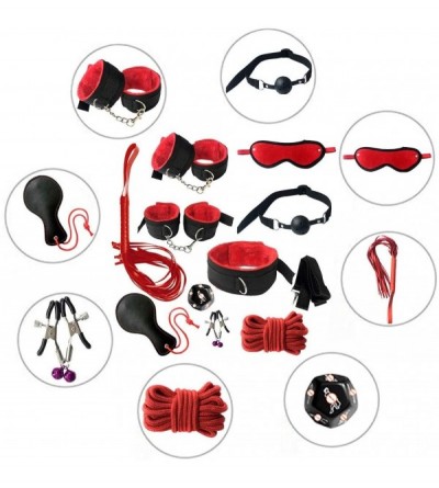 Restraints Sexy 10Pcs BDSM Toys Leather Bondage Sets Restraint Kits Sex Things For Couples (Free- Red) - Red - C418YERCA65 $1...