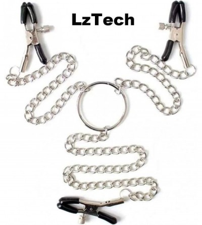 Nipple Toys Nipplé Clamps Stainless Steel Butterfly Clip Toys Brêast N-í-pple Clamps with Chain Clips-Black - CB18AYCDXK6 $10.47