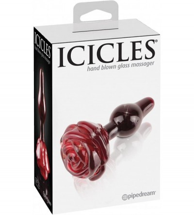 Anal Sex Toys Icicles No. 76 Anal Plug Massager Glass Rose Red - C818GH92LUK $31.39