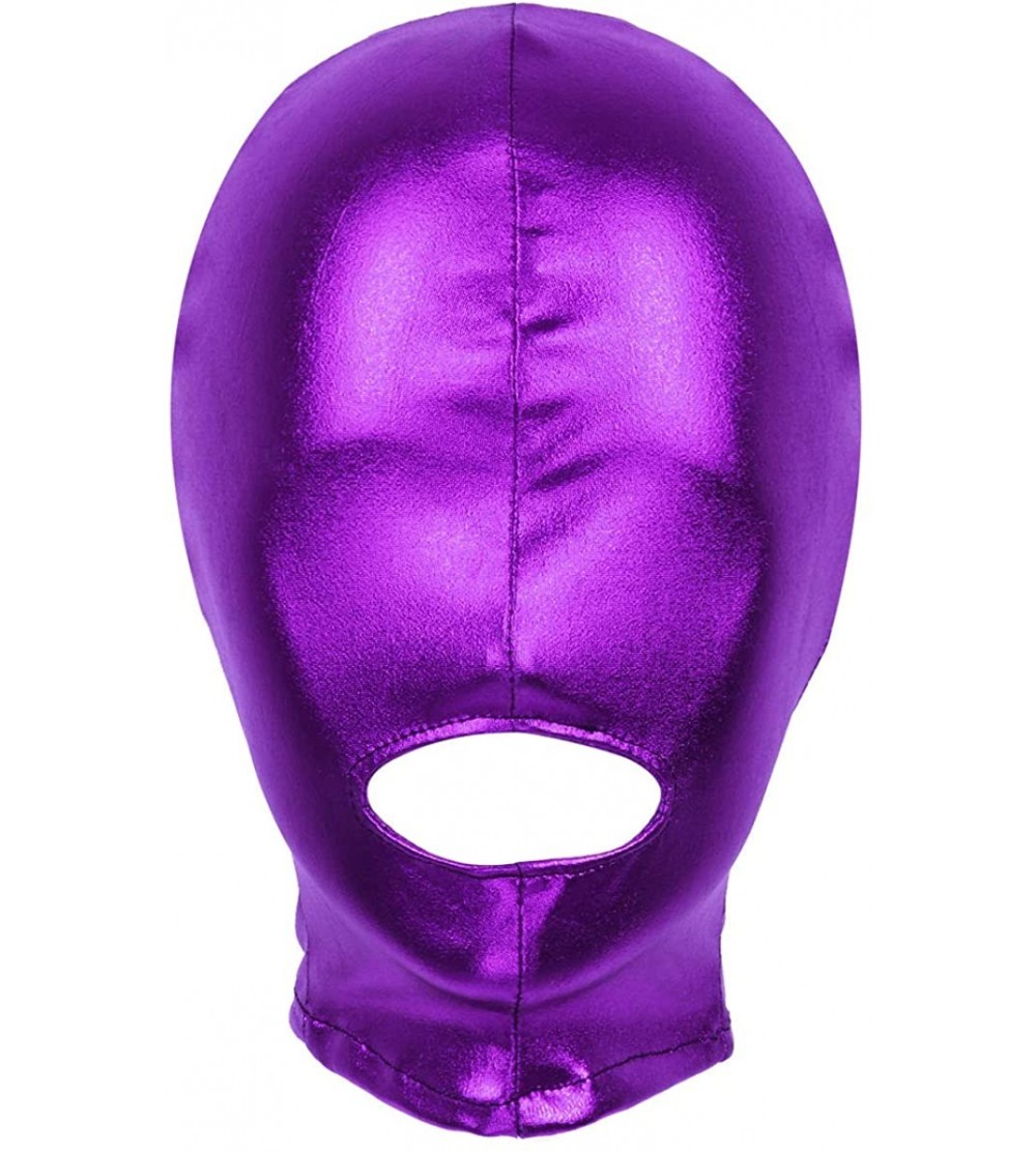 Blindfolds Unisex Adult Eyes & Mouth Open Headgear Mask Hood Breathable Blindfold Face Cover Blindfold Cosplay Costume - Purp...