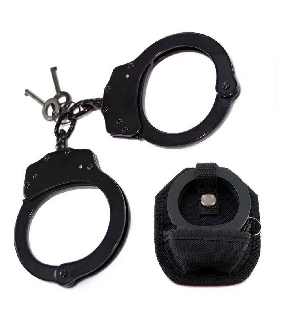 Restraints Professional Grade Police Edition Heavy Duty Security Handcuffs Steel Double Lock with case - BLACK - C111PPKI8S3 ...